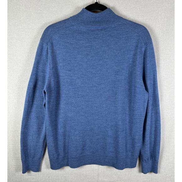 Untuckit Mens Quarter Zip Merino Wool Super Soft Dad Sweater Blue Size Medium - Picture 8 of 10